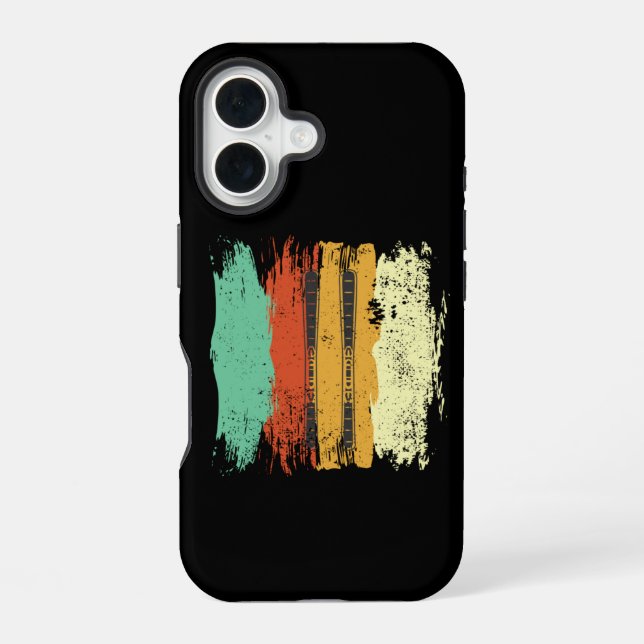 Skiing Retro Ski iPhone 16 Case (Back)