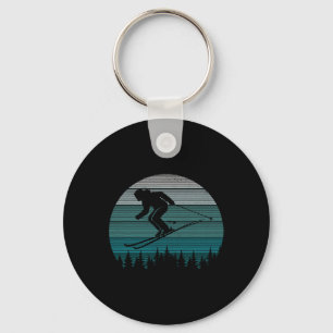 Skiing Retro Skier Mountain Extreme Winter Sports Key Ring