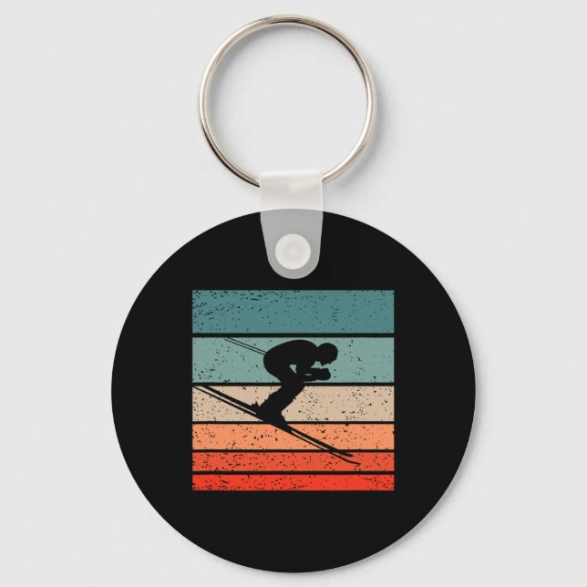 Skiing Retro Style Vintage  Key Ring (Front)