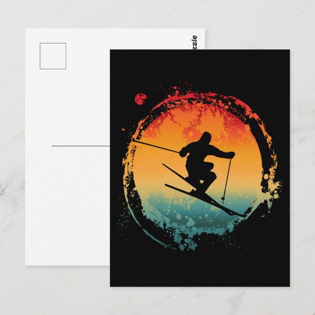 SKIING RETRO VINTAGE  POSTCARD (Front/Back)