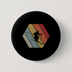 Skiing Retro Vintage Winter Gift For Skier 6 Cm Round Badge