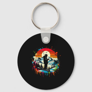 Skiing Rider Retro Vintage Style Ski Cool Winter S Key Ring