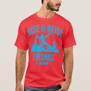 Skiing Rise and Glide Vintage Light Blue Text T-Shirt