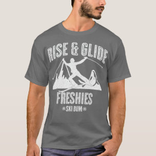 Skiing Rise and Glide Vintage White Text T-Shirt