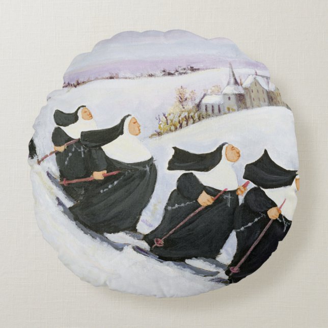 Skiing Round Cushion (Front)