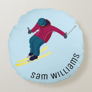 Skiing Round Cushion