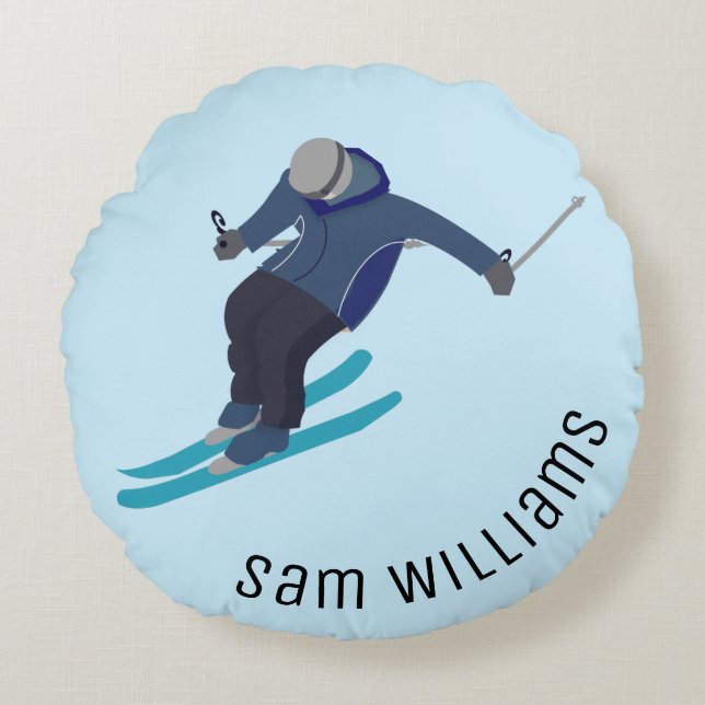 Skiing Round Cushion (Front)