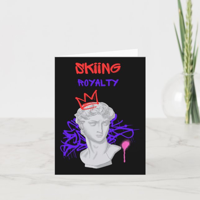 Skiing Royalty Greek Statue Winter Sports Mountain Card (Front)