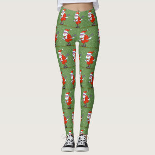 Skiing Santa Christmas Leggings