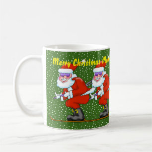Skiing Santa Christmas Mug