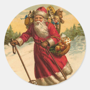 Skiing Santa Christmas sticker