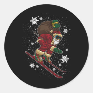 Skiing Santa Claus - Christmas For Winter Sports L Classic Round Sticker