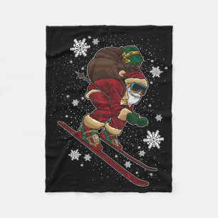 Skiing Santa Claus - Christmas For Winter Sports L Fleece Blanket