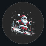 Skiing Santa Claus Christmas Ski Winter Sport X-ma Classic Round Sticker<br><div class="desc">Skiing Santa Claus Christmas Ski Winter Sport X-mas Skier</div>