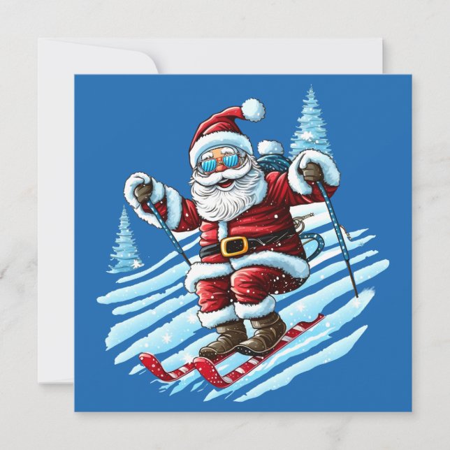 Skiing Santa Greeting Card (Front)