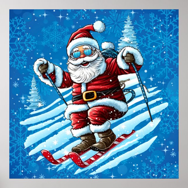Skiing Santa Poster (Front)