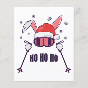 Skiing Santa Rabbit with Santa Hat and ski poles S Flyer
