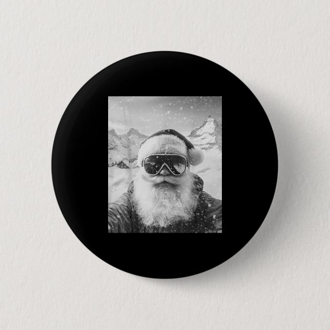 Skiing Santa Selfie Christmas  6 Cm Round Badge (Front)