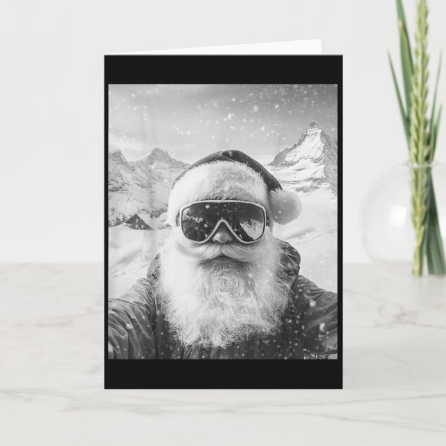 Skiing Santa Selfie Christmas  Card (Front)
