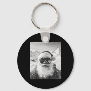 Skiing Santa Selfie Christmas Key Ring