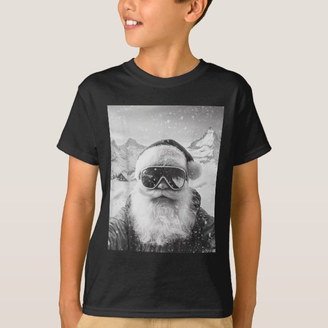 Skiing Santa Selfie Christmas  T-Shirt (Front)