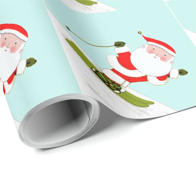 Skiing Santa Skier Gift Wrapping Paper (Roll Corner)