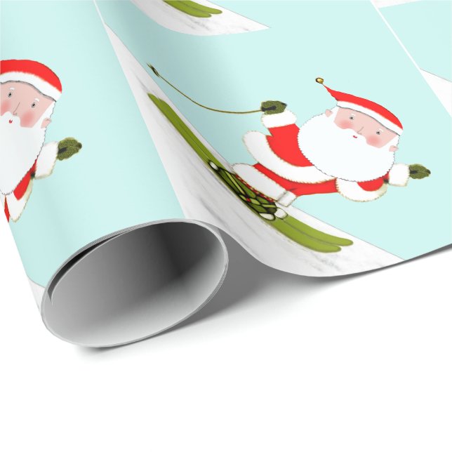 Skiing Santa Skier Gift Wrapping Paper (Roll Corner)