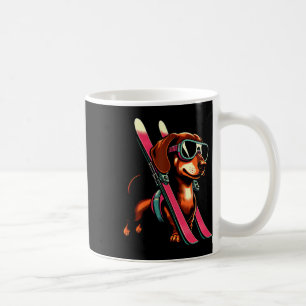 Skiing Sausage Dog Mountain Winter Goggles Style Coffee Mug