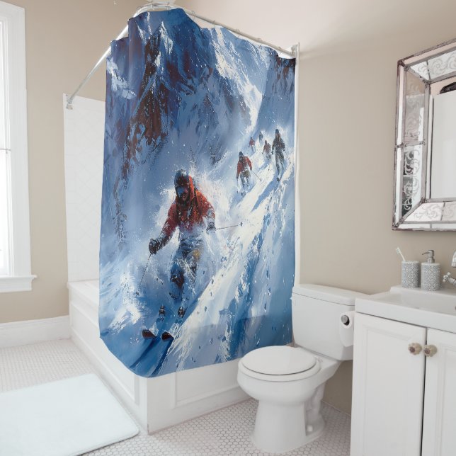 Skiing Shower Curtain (In Situ)
