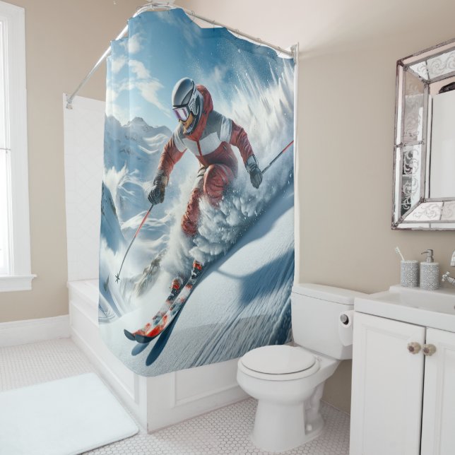Skiing Shower Curtain (In Situ)