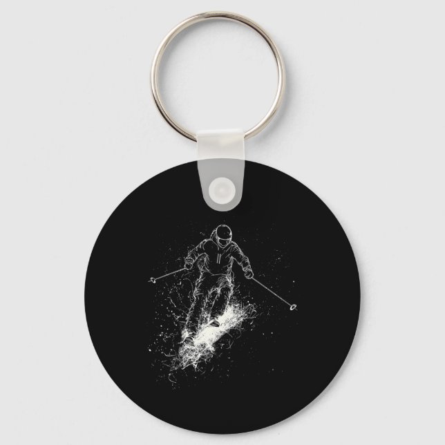Skiing Silhouette _1  Key Ring (Front)