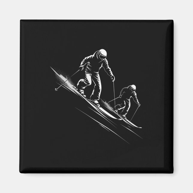 Skiing Silhouette _2  Magnet (Front)