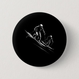 Skiing Silhouette 6 Cm Round Badge