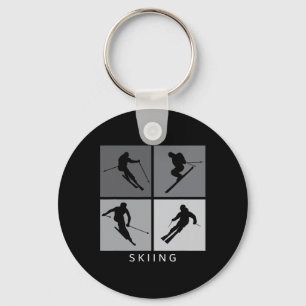 Skiing Silhouette Alpine Skier Winter Sports Key Ring
