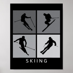 Skiing Silhouette Alpine Skier Winter Sports Poster