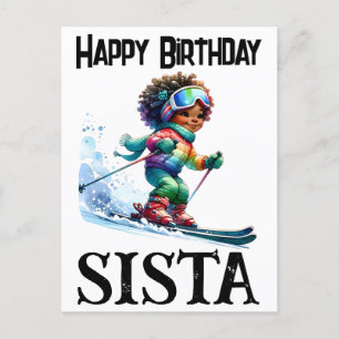 Skiing Sista The Dad Father's Day father birthday Holiday Postcard