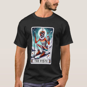 Skiing Skeleton Tarot Card Ski Trip Men Women Pist T-Shirt
