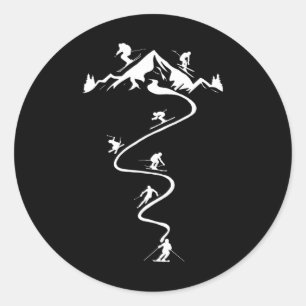 Skiing Ski Alpine Classic Round Sticker