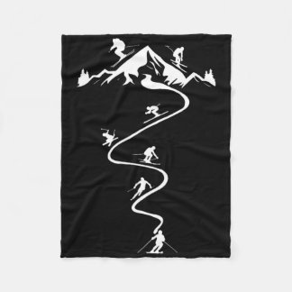 Skiing Ski Alpine  Fleece Blanket