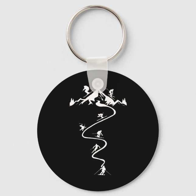 Skiing Ski Alpine  Key Ring (Front)