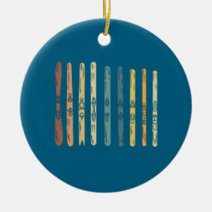 Skiing Ski Boards Gift Ceramic Tree Decoration