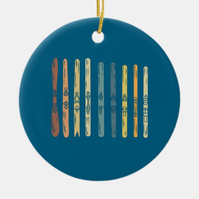 Skiing Ski Boards Gift Ceramic Tree Decoration (Front)