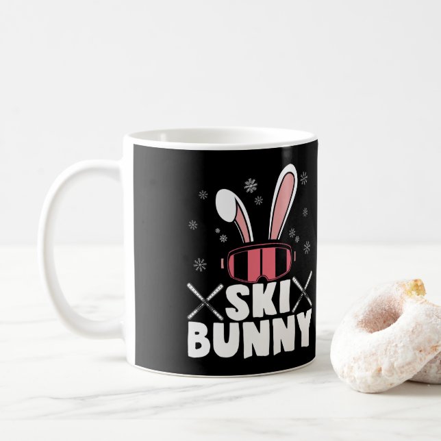 Skiing Ski Bunny Skier Winter Sports Coffee Mug (With Donut)