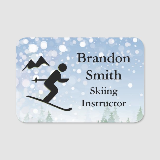Skiing Ski Design Name Tag (Front)