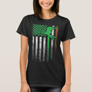Skiing Ski Irish American Flag St. Patrick's Day S T-Shirt