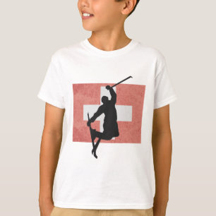 Skiing Ski Jump Switzerland Swiss Flag Winter Spor T-Shirt