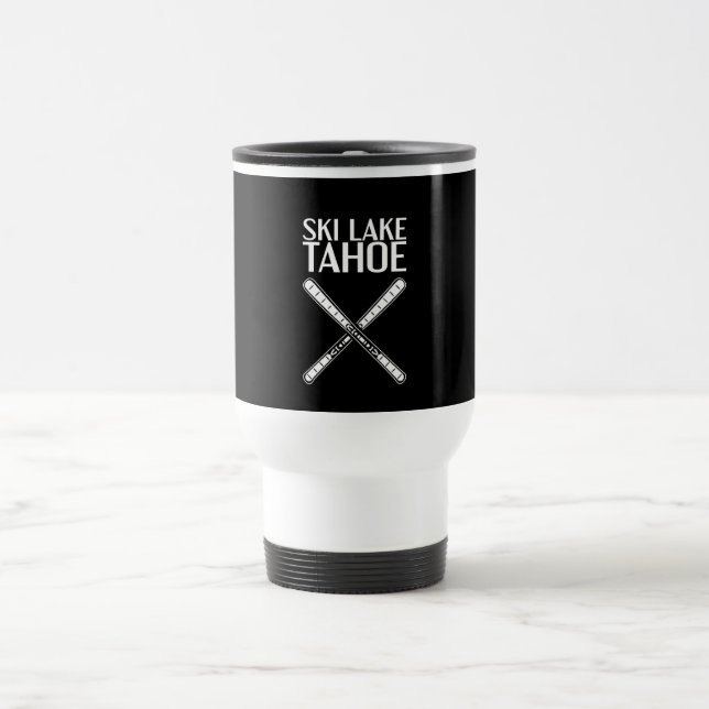 Skiing - Ski Lake Tahoe Travel Mug (Center)