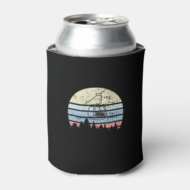 Skiing Ski Lift Retro Can Cooler (Can Front)