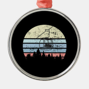 Skiing Ski Lift Retro Metal Tree Decoration