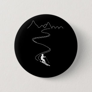 Skiing Ski Minimalist Skiing In The Mountains  6 Cm Round Badge